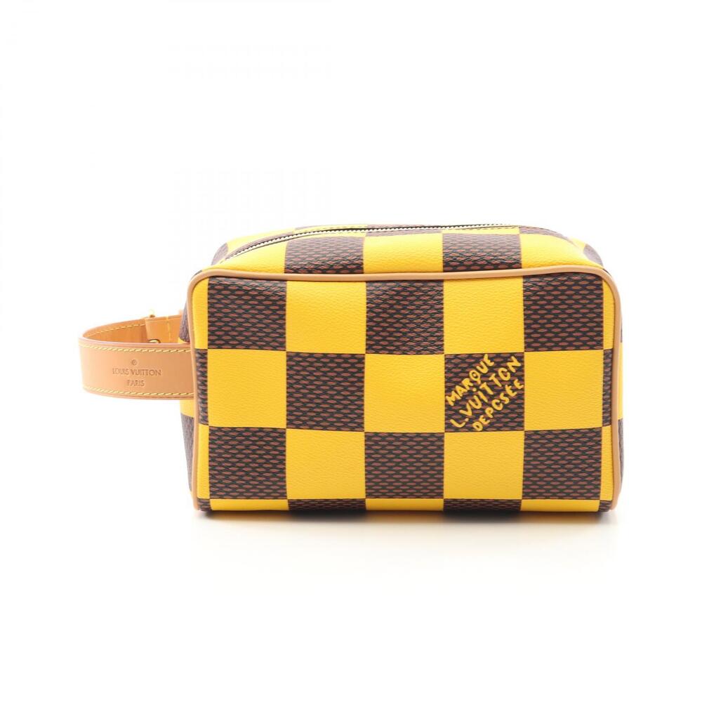 Louis Vuitton Locker Dopp Handbag Canvas Leather Yellow Brown